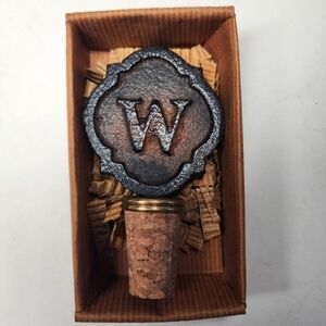 Mud Pie Initial Wine Cork Stopper Cast Iron Monogram Letter "W"